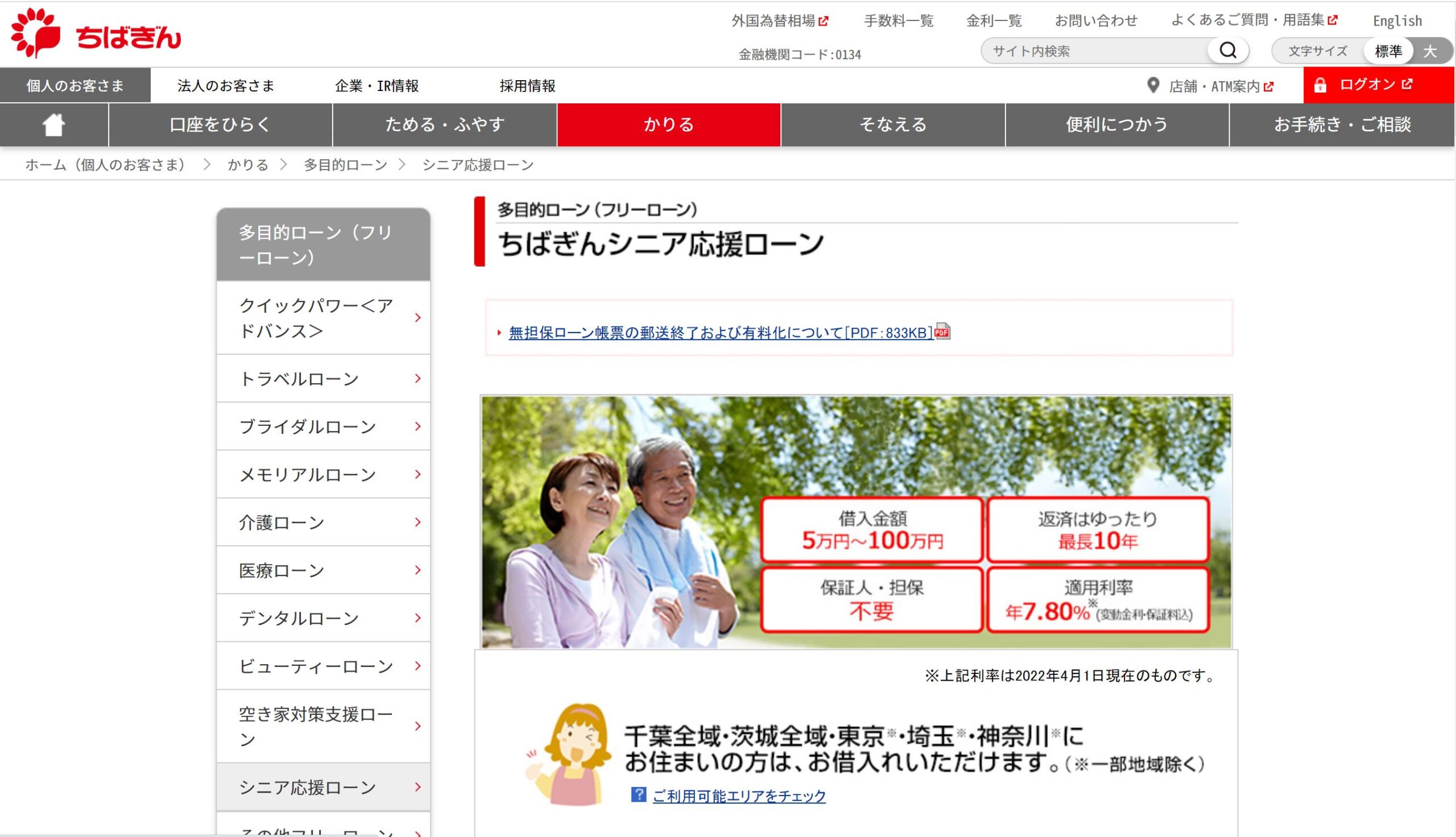 千葉銀行シニア応援ローン