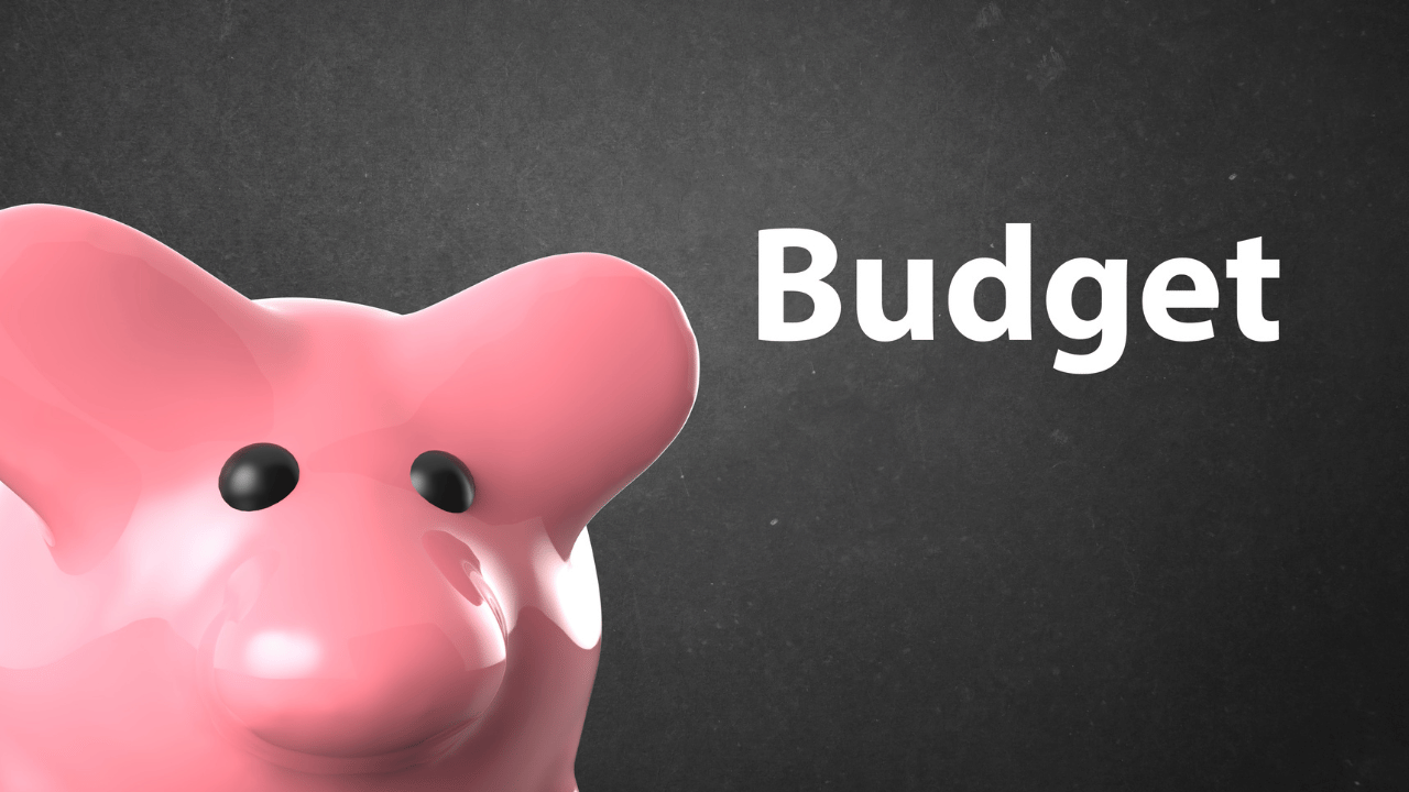 budgetの文字と貯金豚